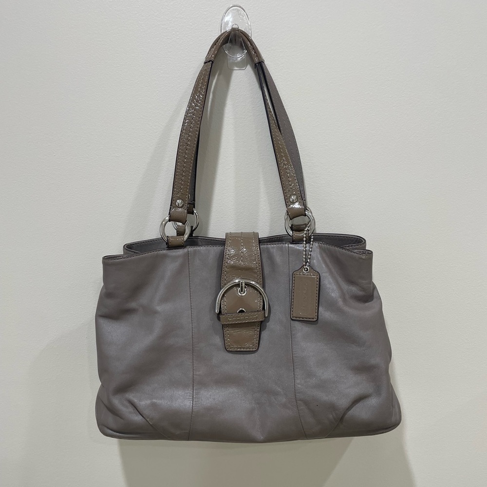 Coach Soho Leather Carryall Brown|Grey Tote Shoulder Bag